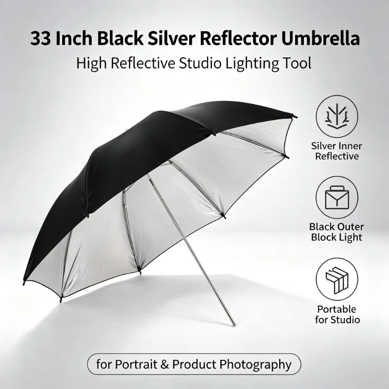 Photography Umbrella - 2026 Siyah Dayanıklı 33 inç Yansıtıcı