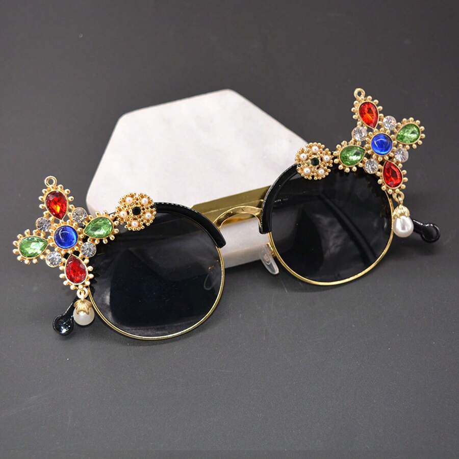 Photography Fashion - Yuvarlak Yüzlü Kadınlar İçin Taşlı Süslemeli,